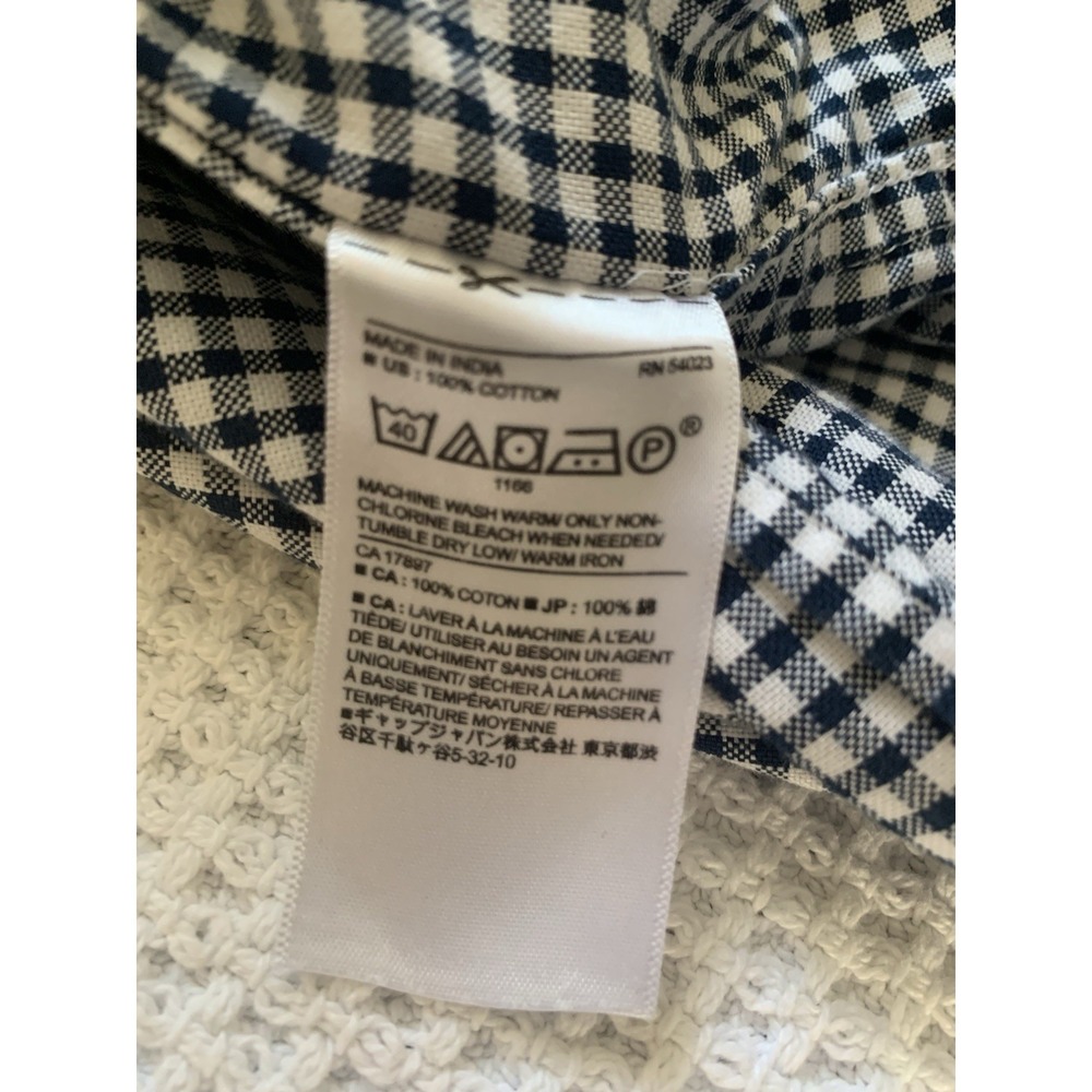 Banana Republic Shirt Men's Large L Untucked Fit White Blue Checked - Picture 9 of 11